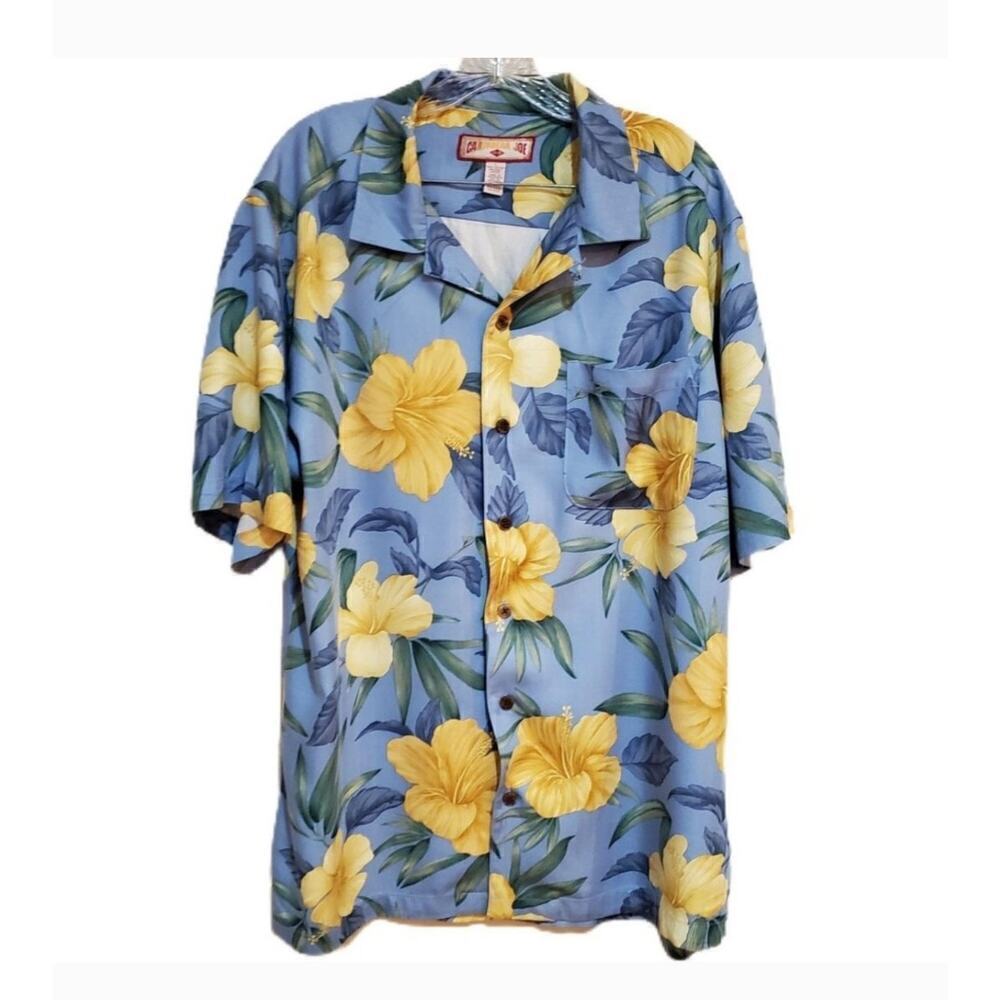 Caribbean‎ Joe Floral Tropical Button Up Shirt Hawaiian Men's Large